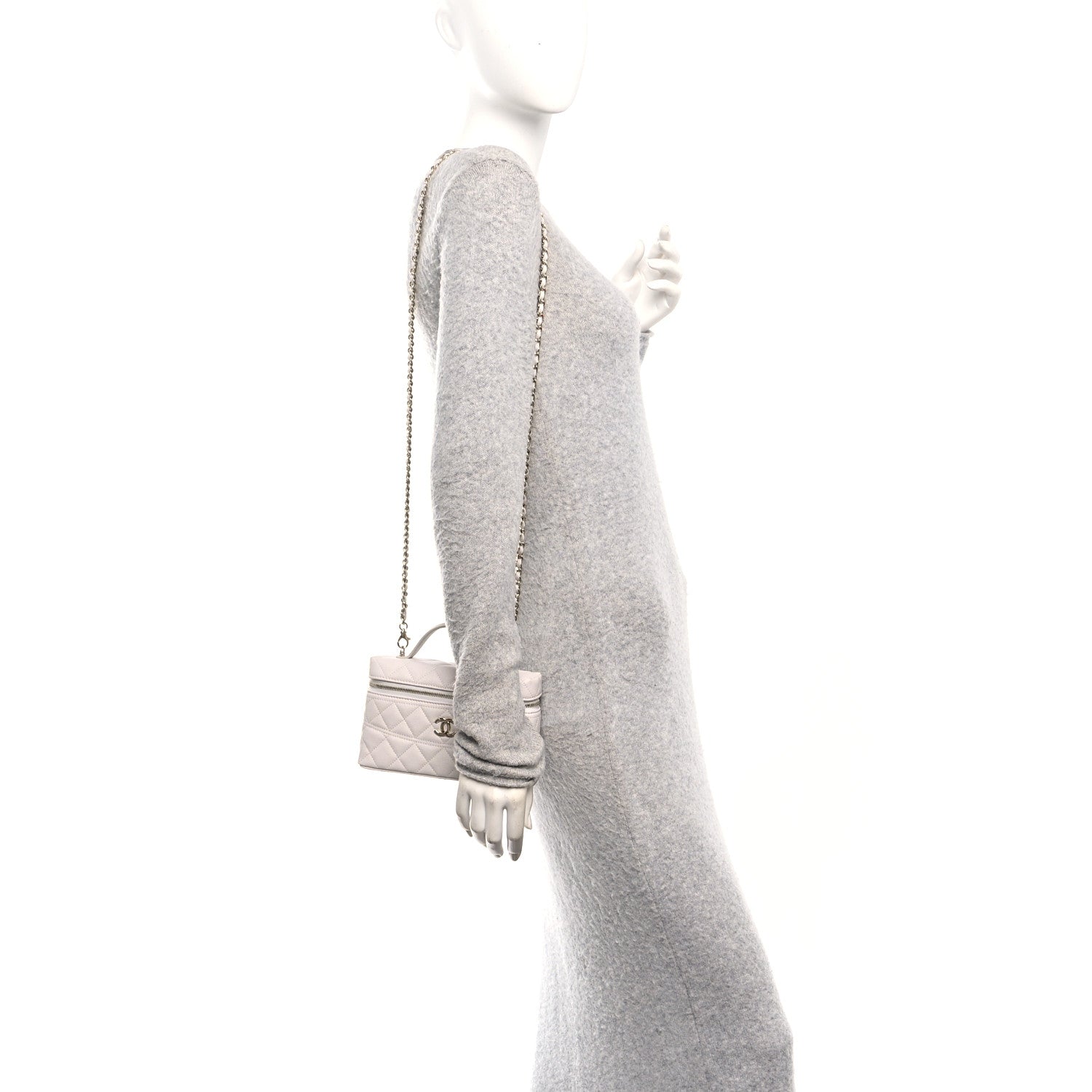 Chanel Caviar Quilted Trendy Handle Slim Vanity Light Grey 2 of 11
