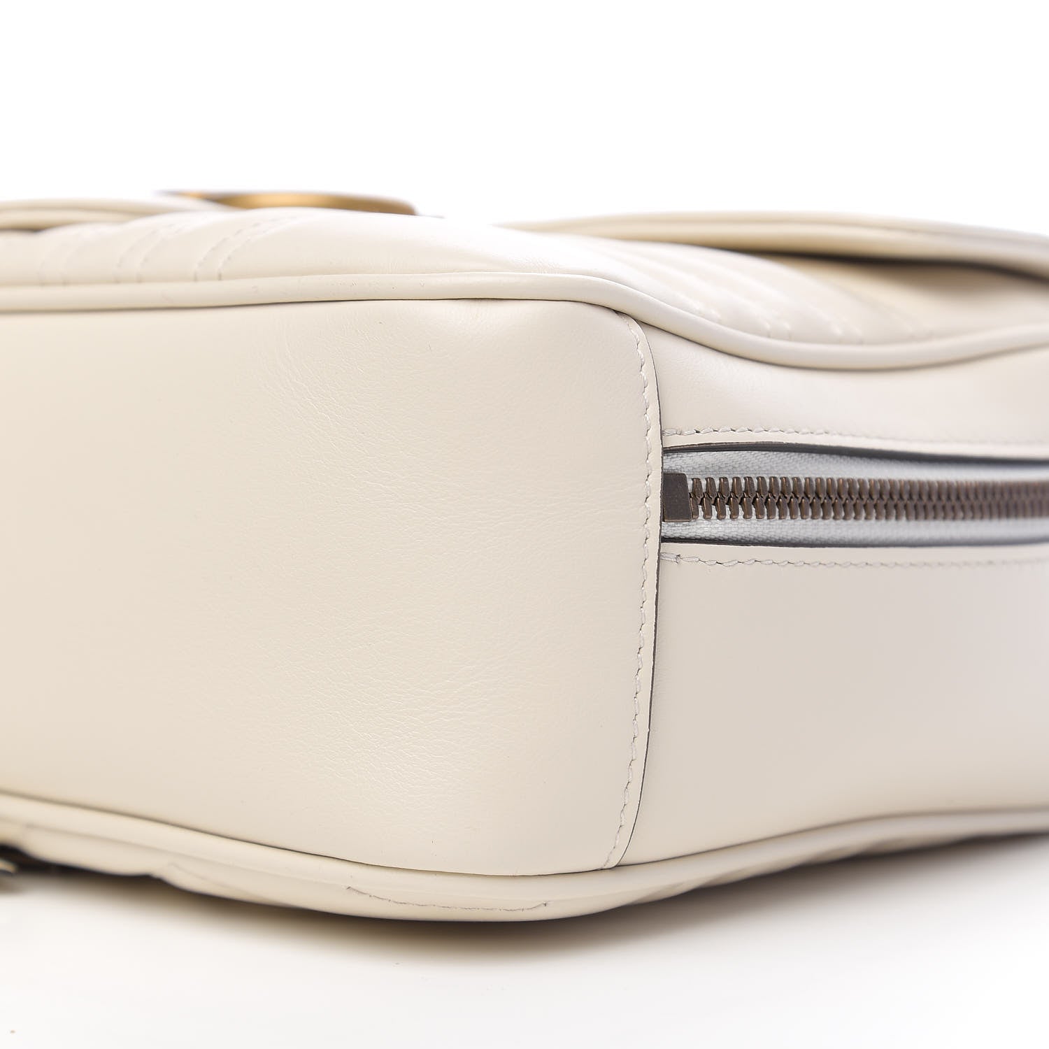 Gucci Calfskin Matelasse Sylvie Web Small GG Marmont Top Handle Shoulder Bag White 8 of 9