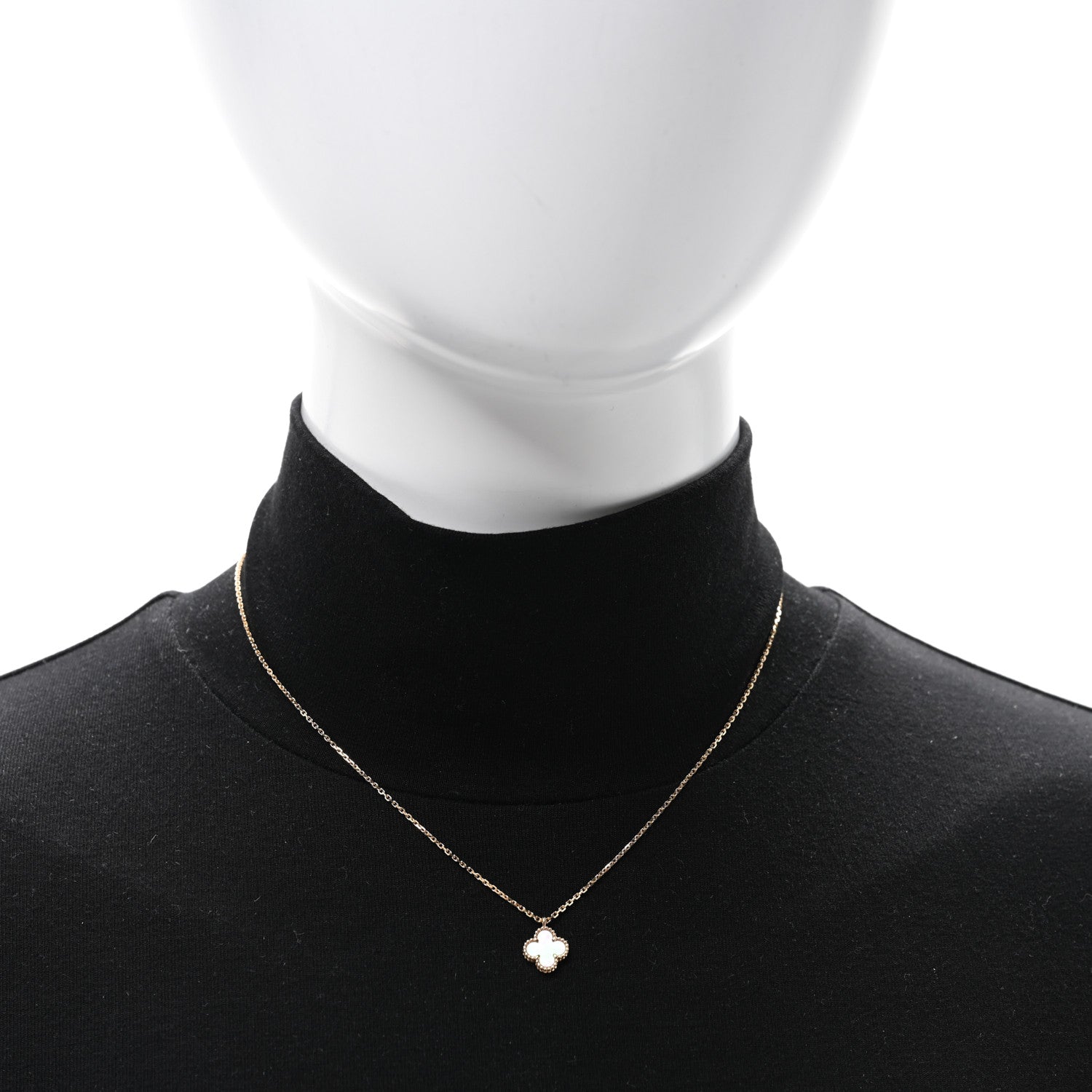 Van Cleef & Arpels 18K Yellow Gold Mother of Pearl Sweet Alhambra Pendant Necklace 2 of 5