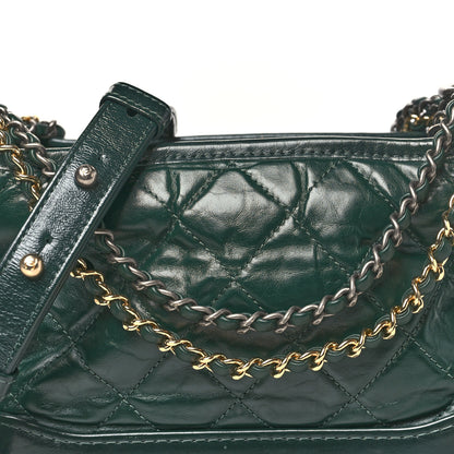 Chanel Aged Calfskin Quilted Small Gabrielle Hobo Dark Green 8 of 10