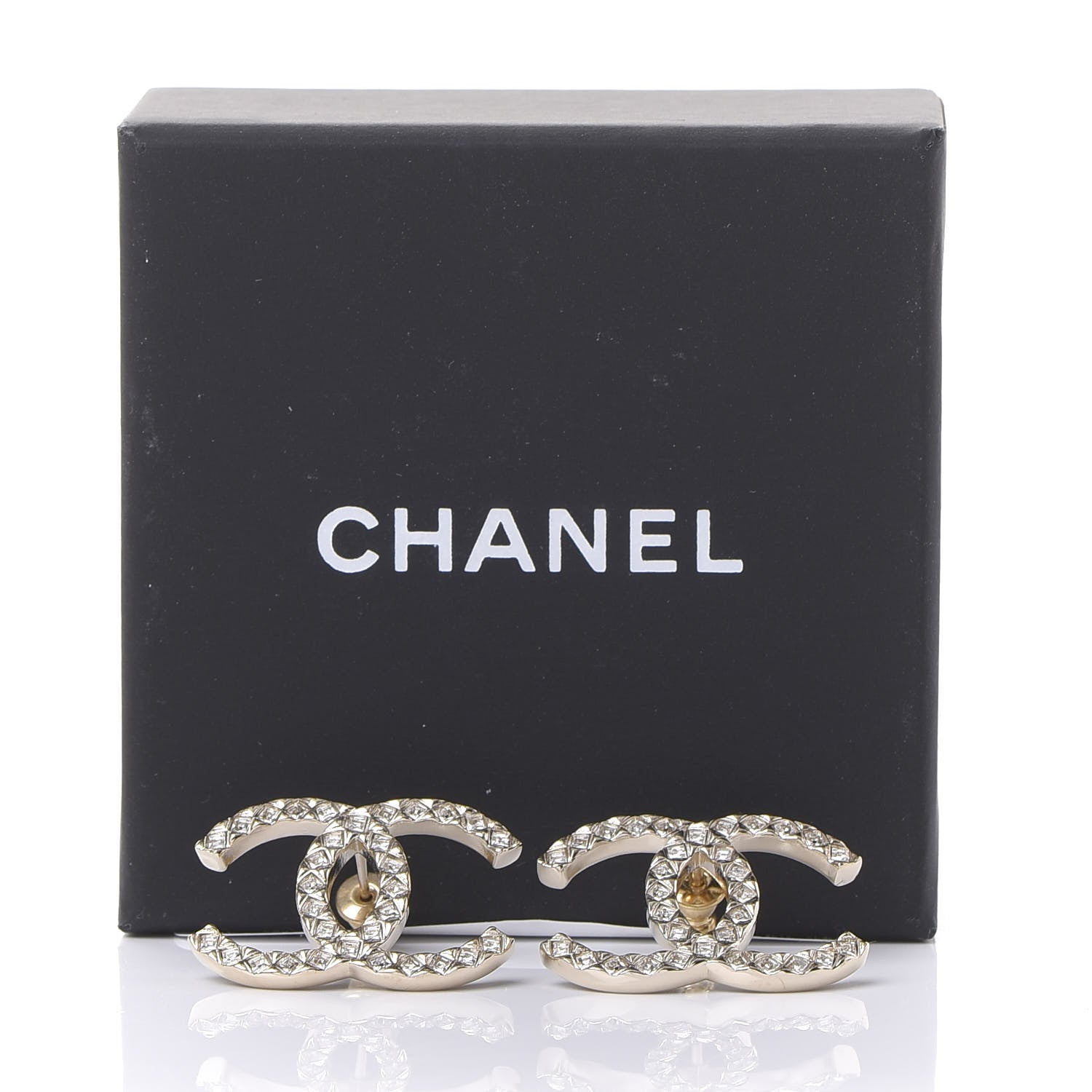 Chanel Baguette Crystal High Society CC Earrings Gold 5 of 5