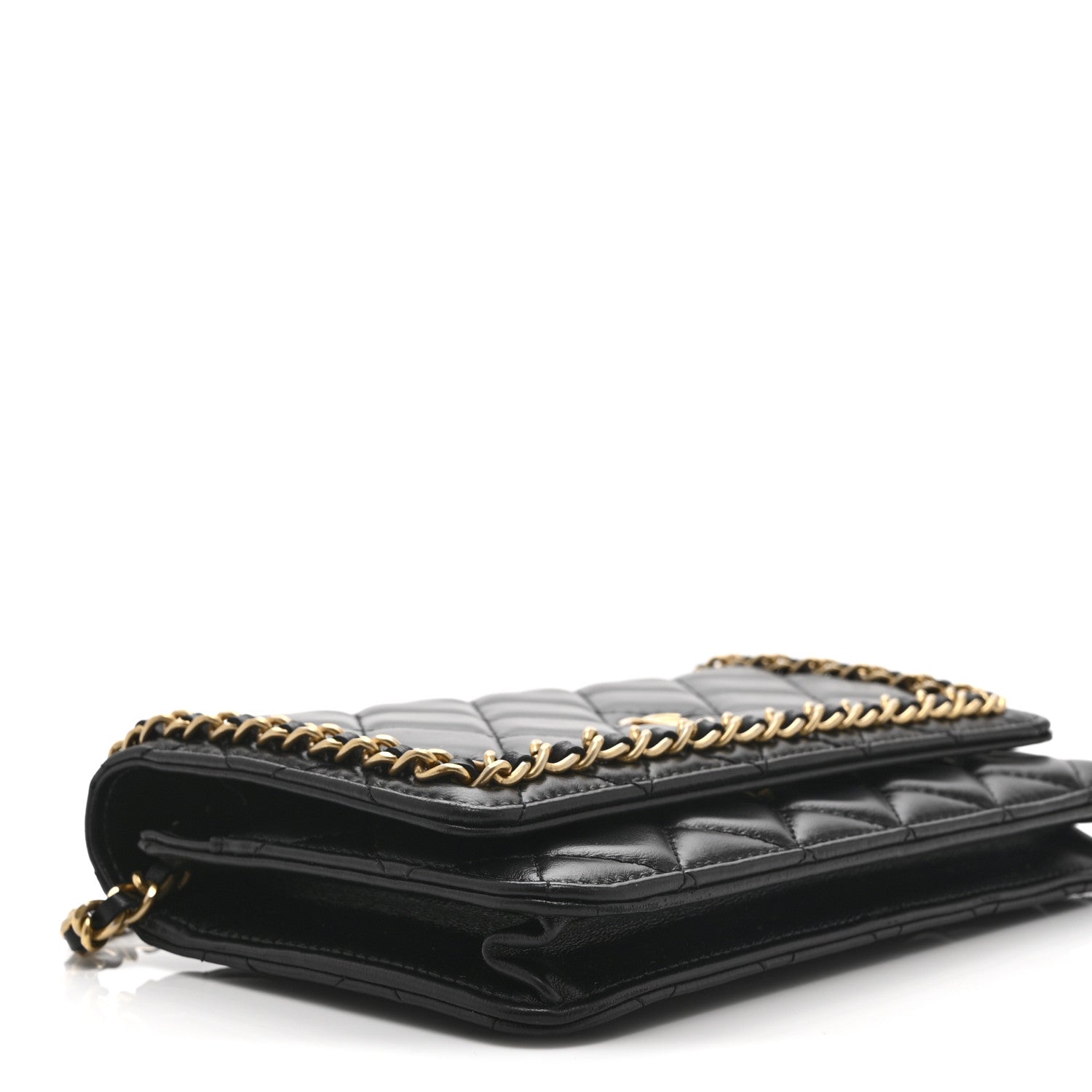 Chanel Lambskin Quilted Chain Around Wallet On Chain WOC Black 9 of 11