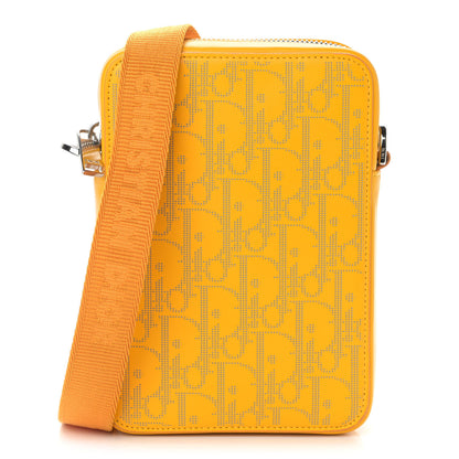Christian Dior Calfskin Oblique Galaxy Perforated World Tour Messenger Pouch Yellow 1 of 10