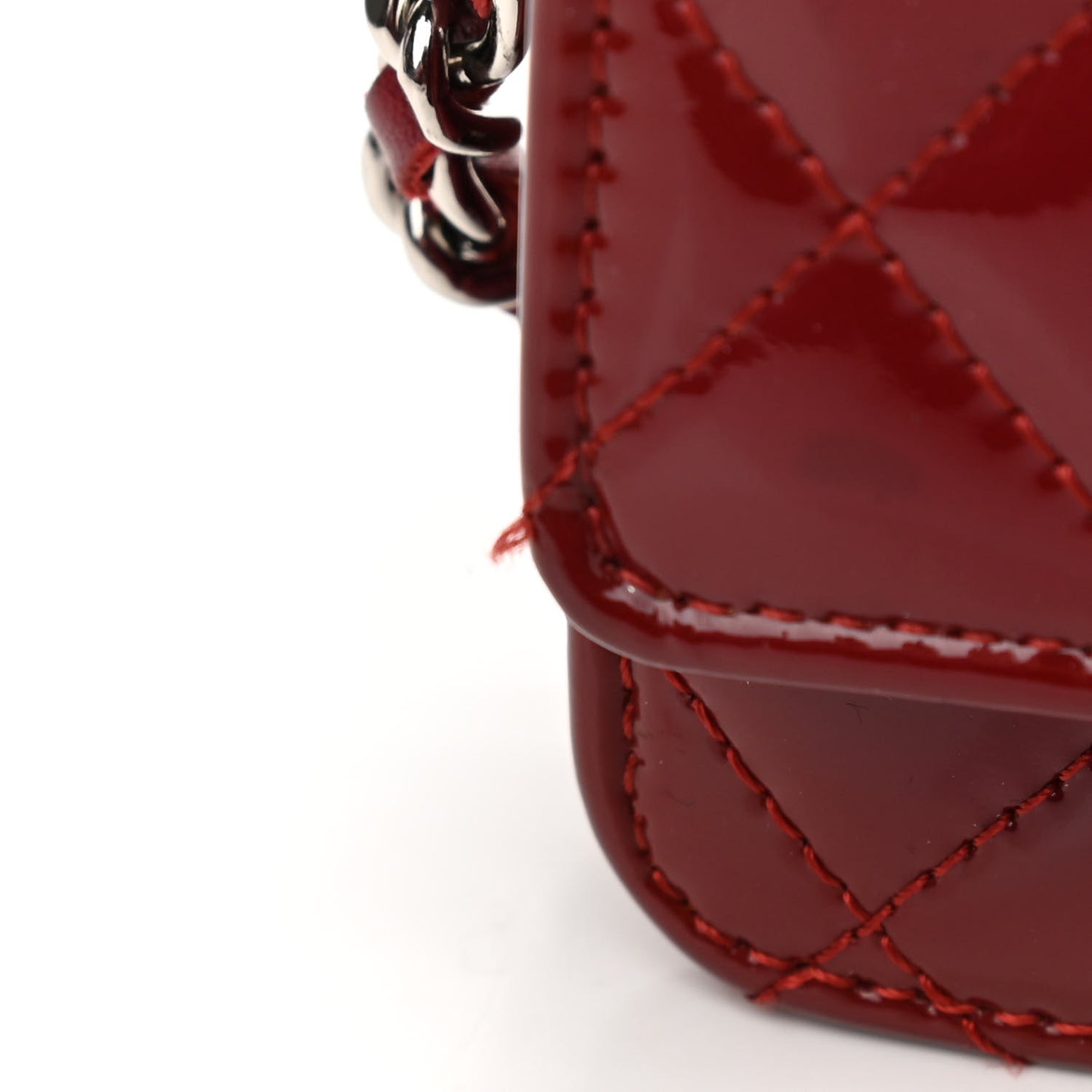 Patent Quilted Wallet On Chain WOC Red
