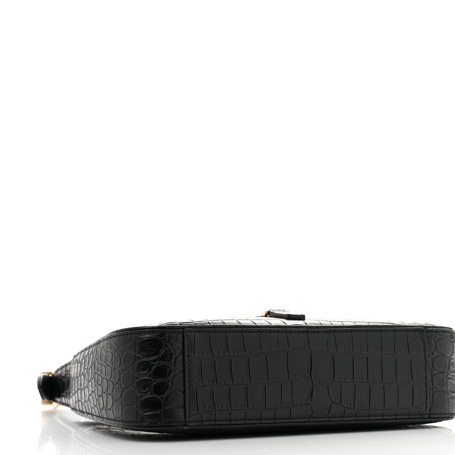 Saint Laurent Calfskin Crocodile Embossed Le 5 A 7 Hobo Black 4 of 12