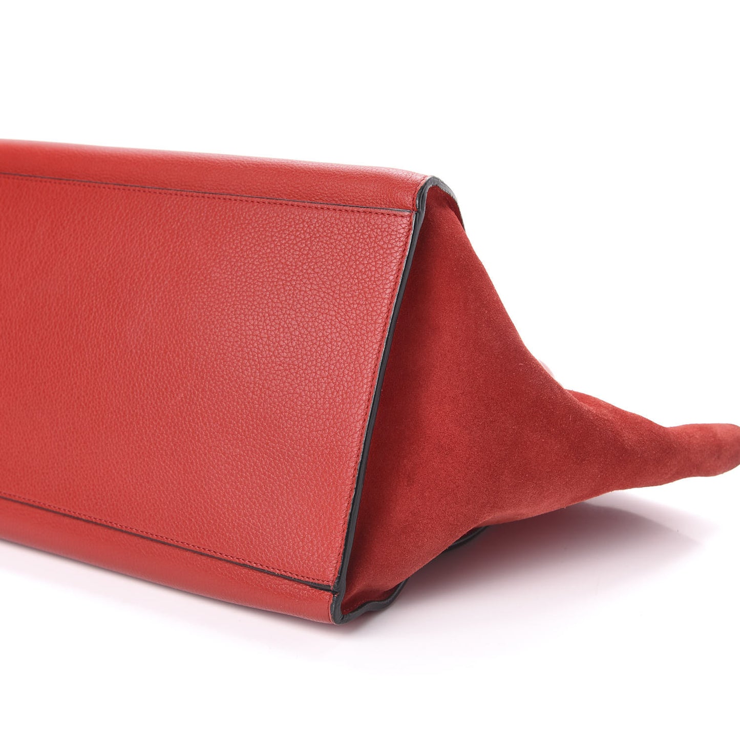 Drummed Calfskin Suede Large Trapeze Vermillion