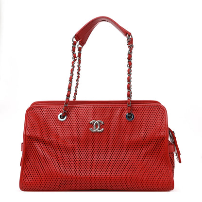 Chanel Calfskin Perforated Up In The Air East West Tote Red 1 of 13