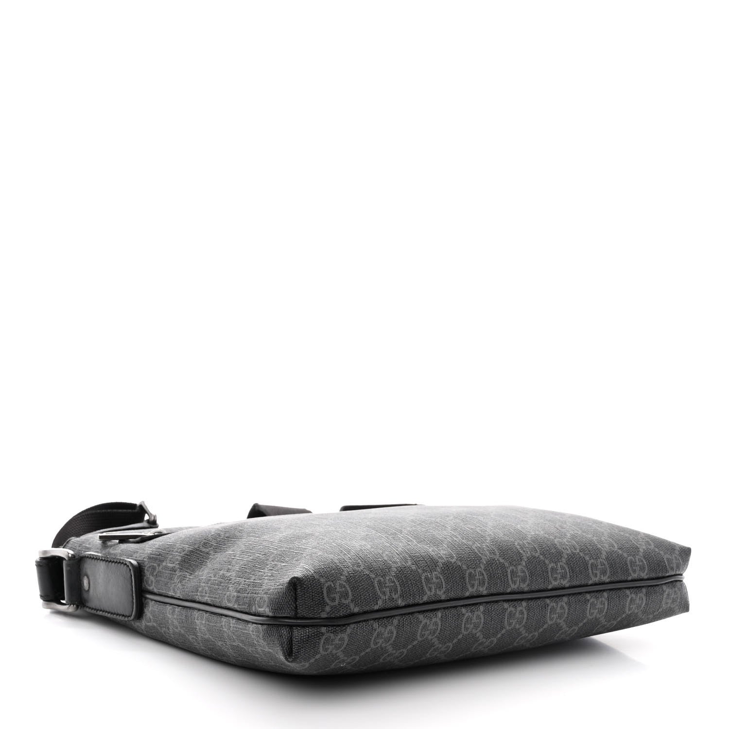 Gucci GG Supreme Monogram Crossbody Messenger Bag Black Grey 4 of 15