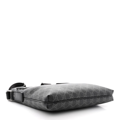 Gucci GG Supreme Monogram Crossbody Messenger Bag Black Grey 4 of 15