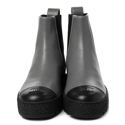 Chanel Calfskin Cap Toe CC Ankle Boots Grey 35.5 Black 2 of 9