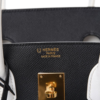 Hermes Epsom Horseshoe Birkin 35 Black White 5 of 15
