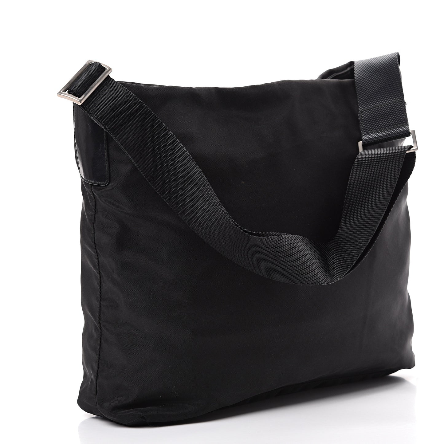 Nylon Flat Messenger Bag Black