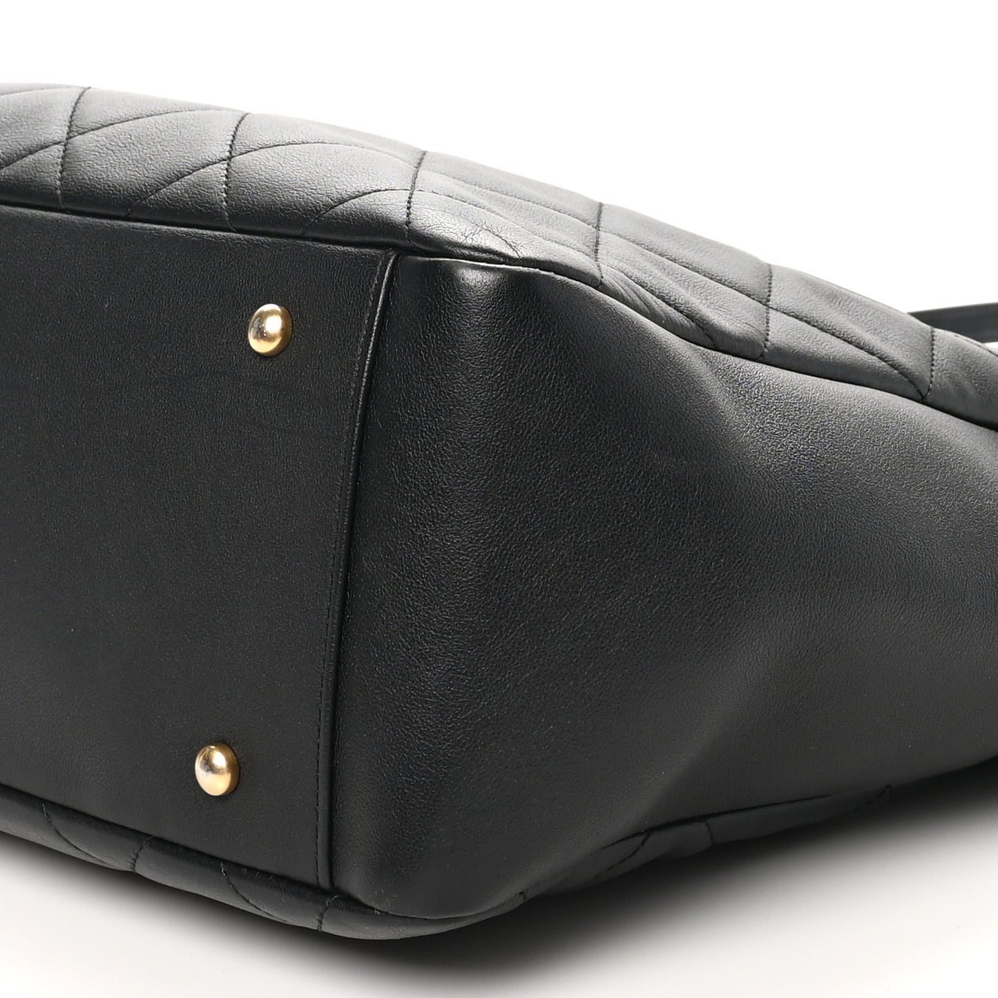 Lambskin Quilted Shopping Tote Black