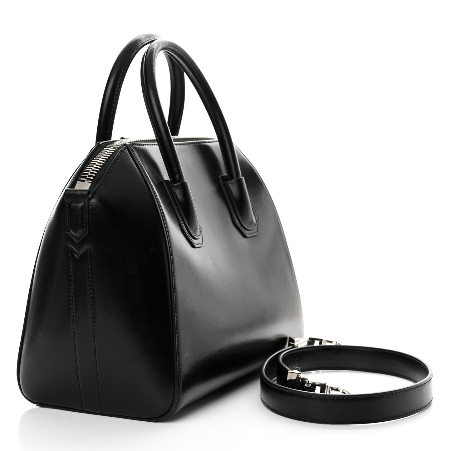 Shiny Lord Calfskin Small Antigona Black