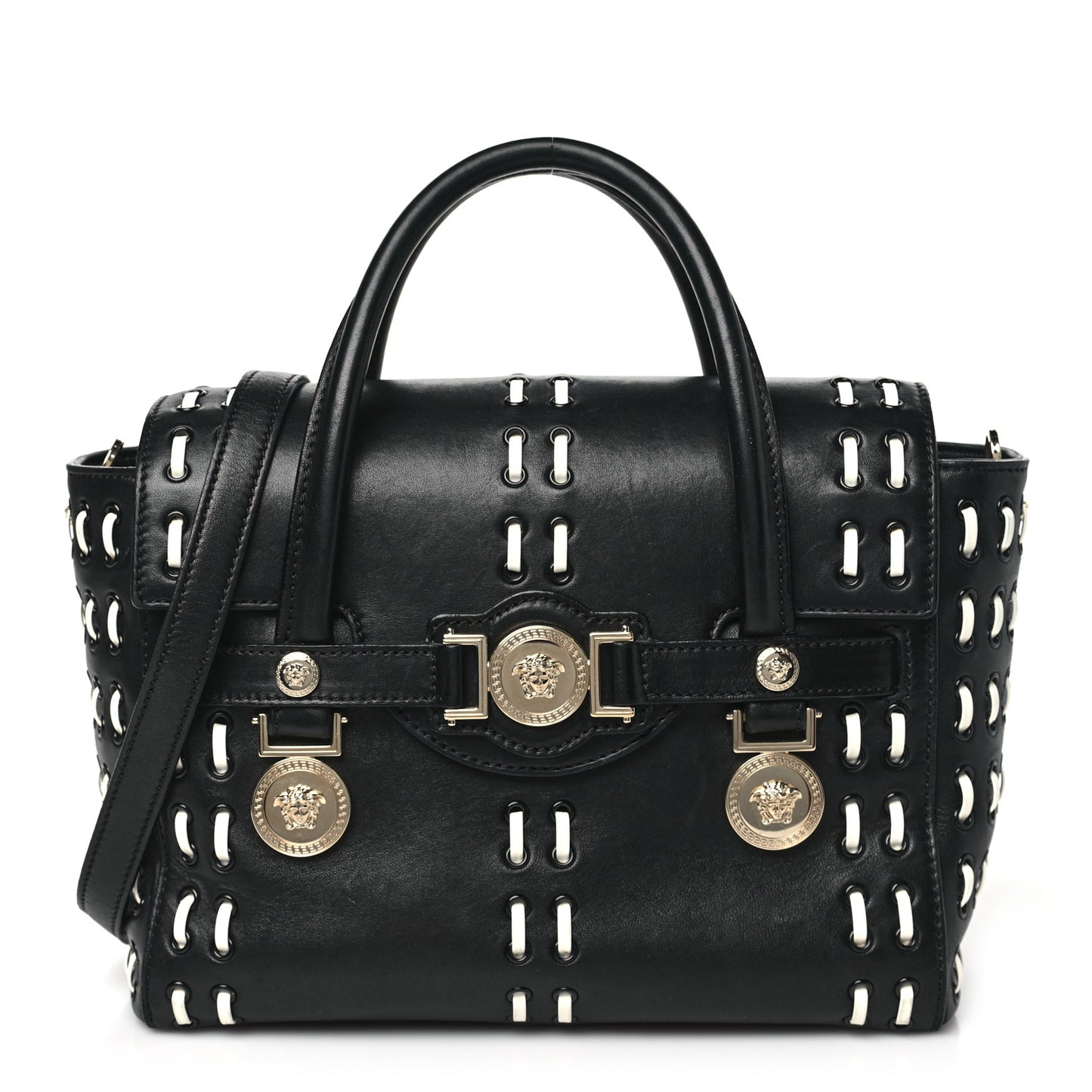 Vitello Calfskin Signature Tote Black White
