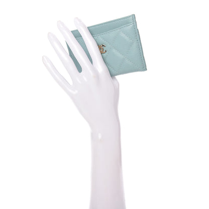 Chanel Caviar Quilted Card Holder Light Blue 2 of 9