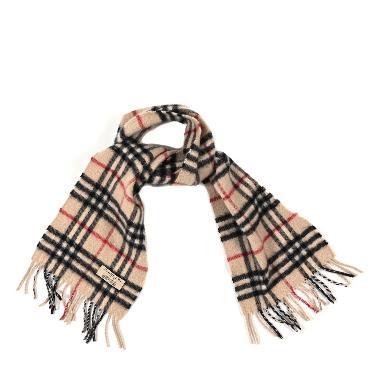 Cashmere House Check Fringe Scarf Beige