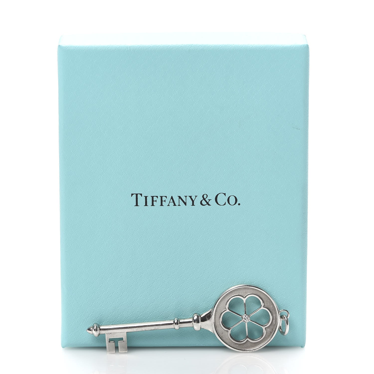 Tiffany Sterling Silver Diamond Large Blossom Key Pendant 5 of 5