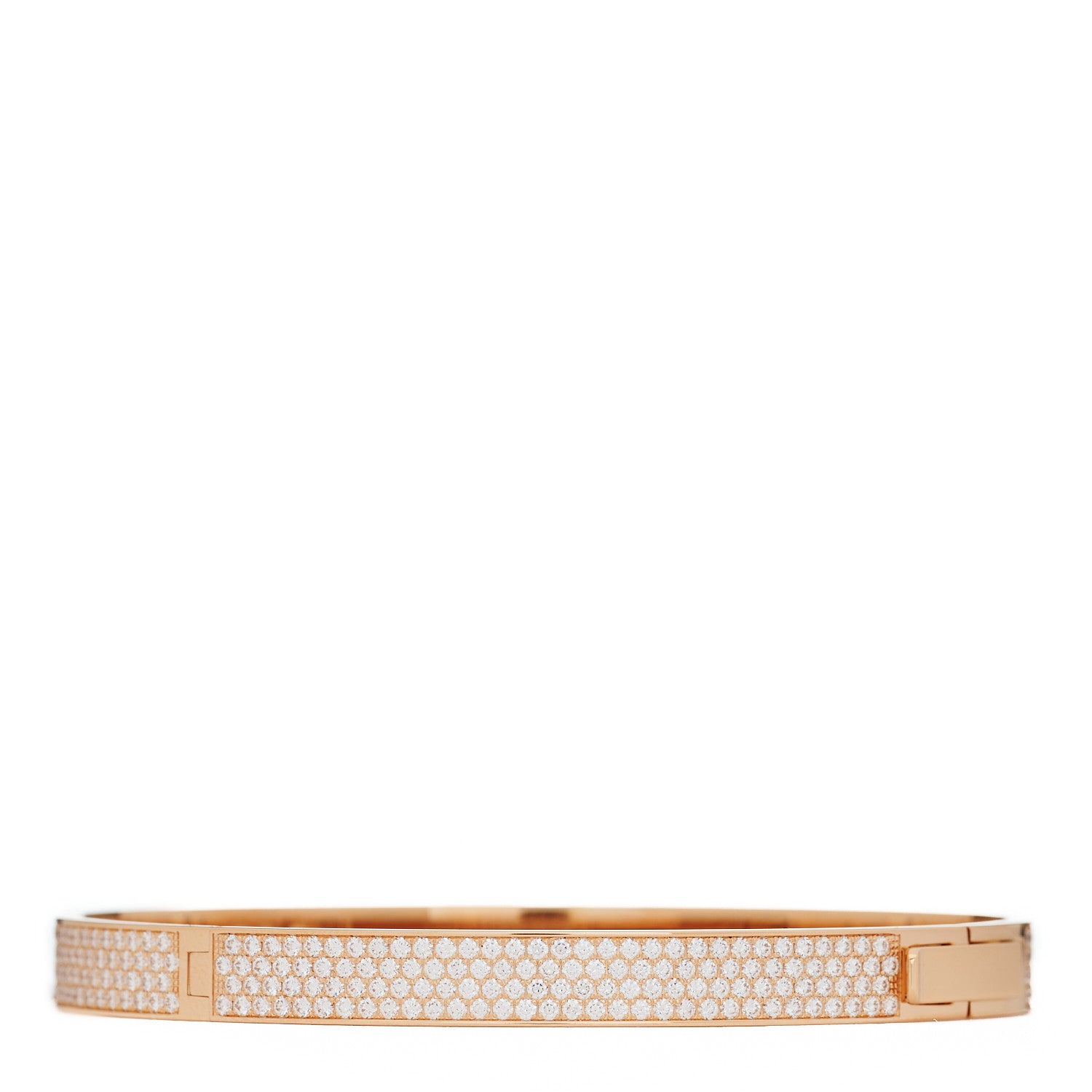 Hermes 18K Rose Gold Pave Diamond H D'Ancre Bracelet SH 2 of 5