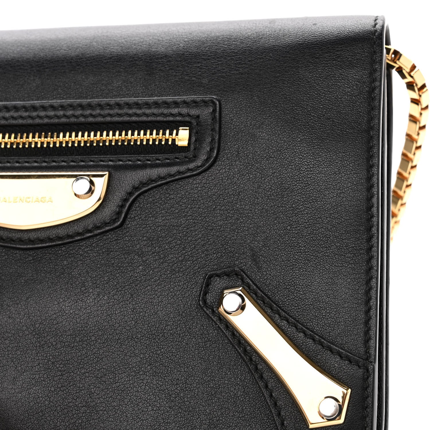 Balenciaga Veau Amp Plate Gold Chain Wallet Black 12 of 14