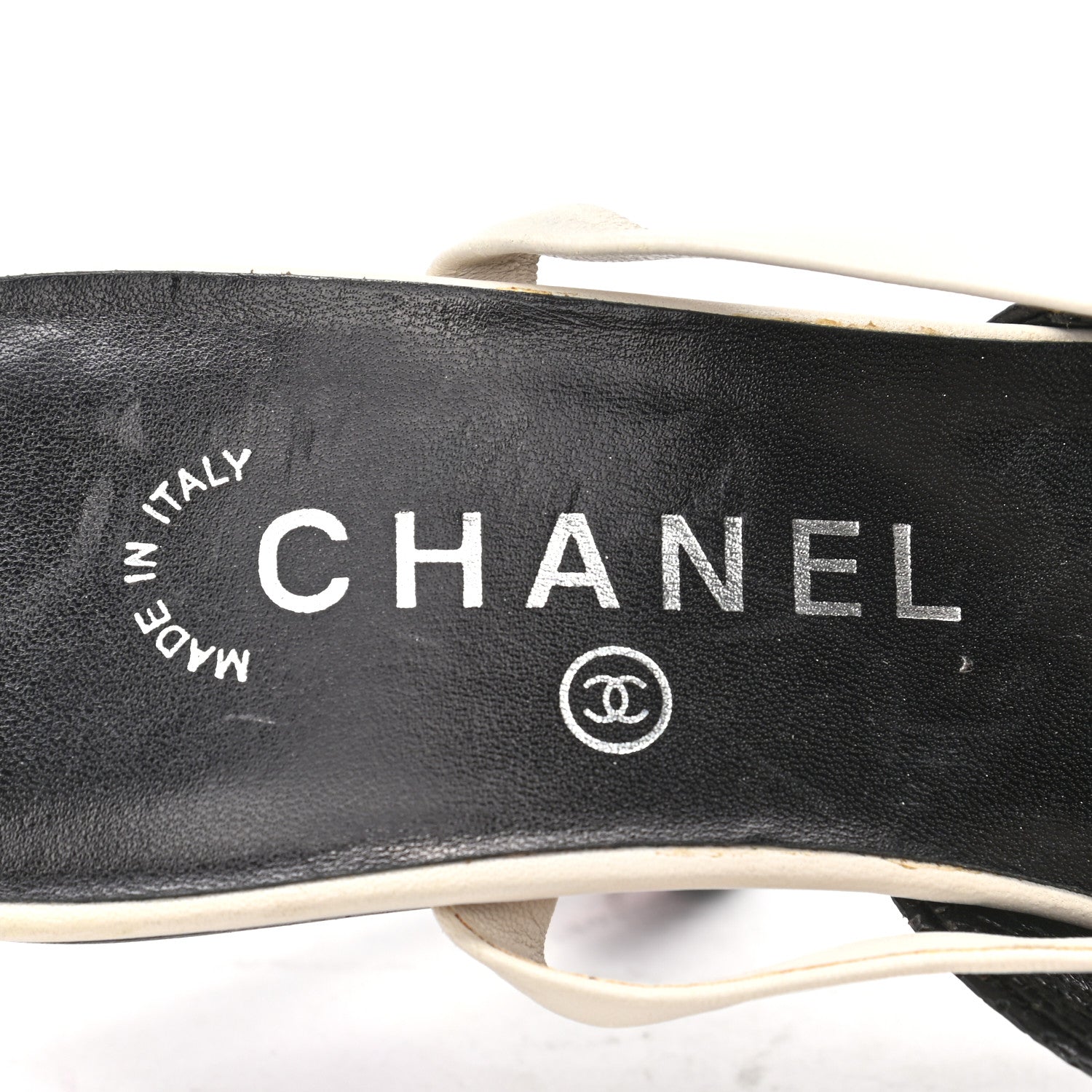 Chanel Perforated Lambskin Cap Toe Ankle Strap Pumps 37.5 Black Ivory 7 of 7