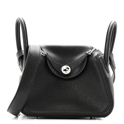 Hermes Taurillon Clemence Mini Lindy 20 Black 1 of 14