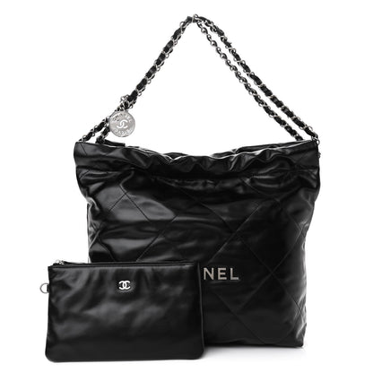 Chanel Shiny Calfskin Quilted Small Chanel 22 Black 1 of 11