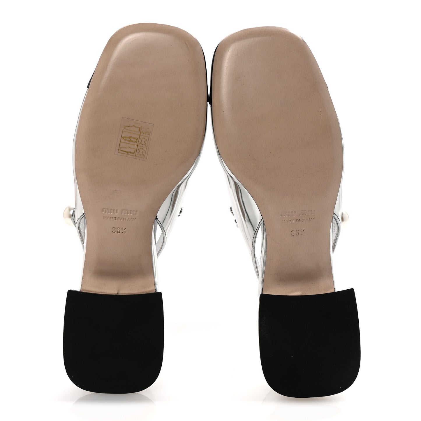 Metallic Patent Chain Pearl Slingback Pumps 36.5 Silver Black