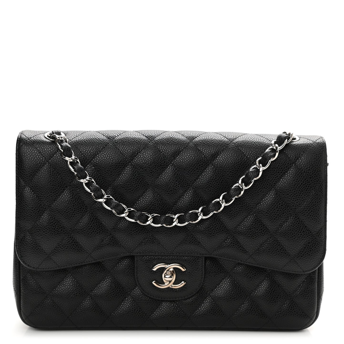 Caviar Quilted Jumbo Double Flap Black