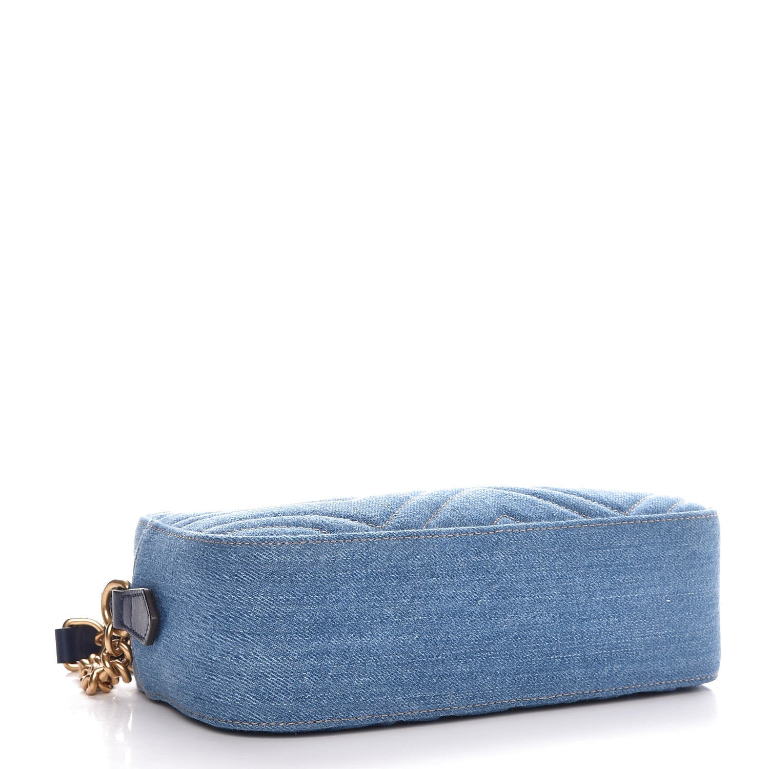 Gucci Denim Matelasse Small Pearly GG Marmont Chain Shoulder Bag Blue 4 of 8