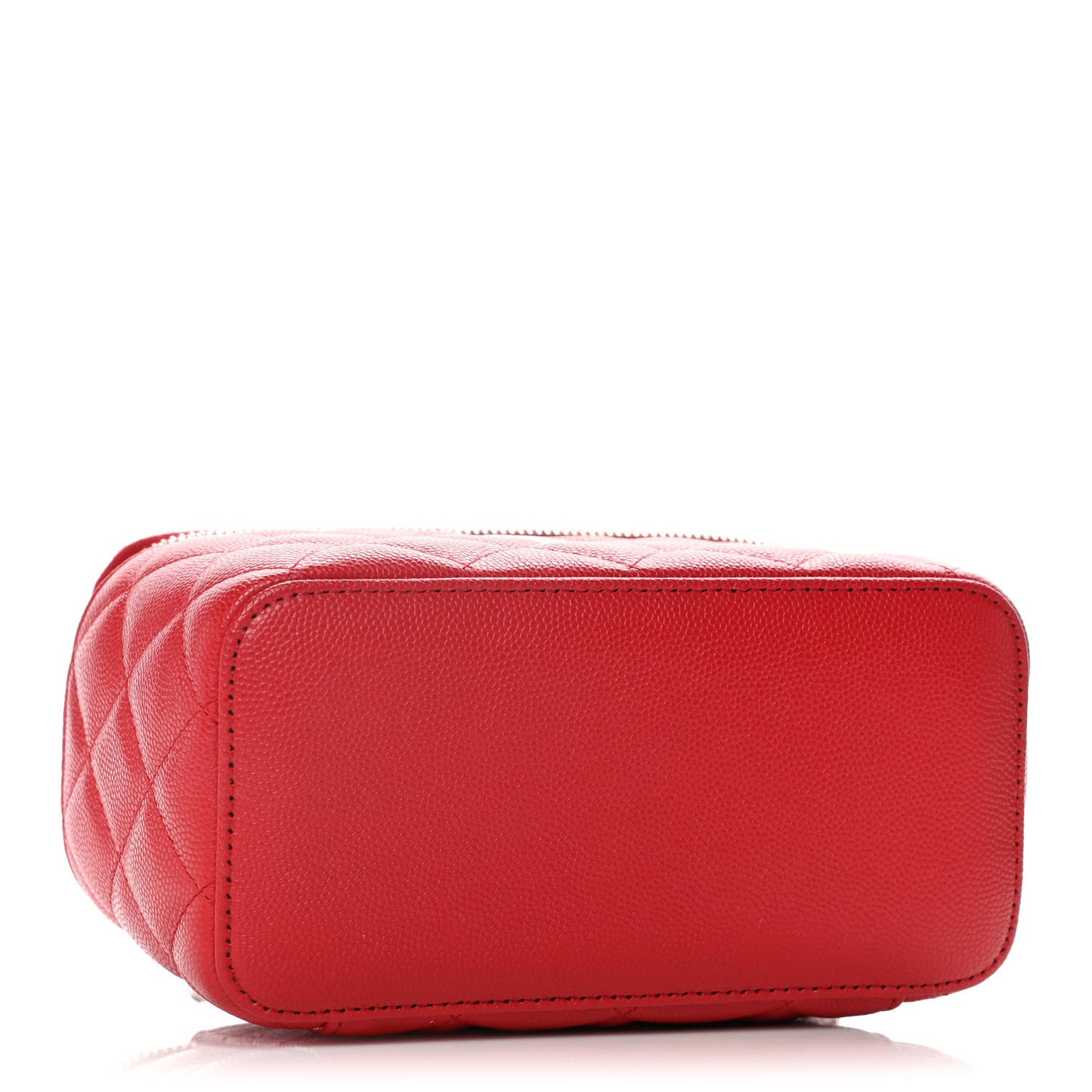 Caviar Quilted Small Vanity Case With Chain Red