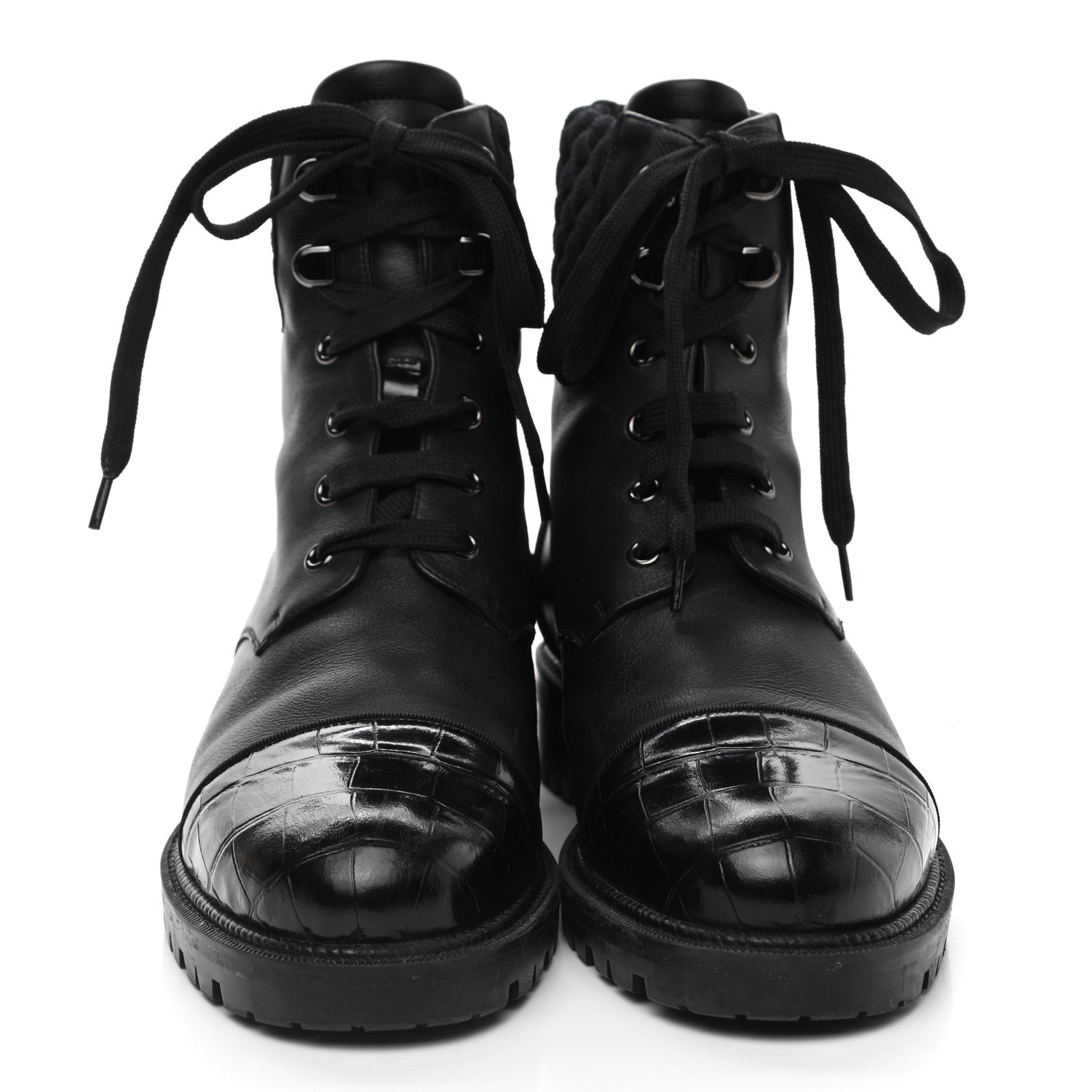 Christian Louboutin Calfskin Mayr Combat Boots 38.5 Black 2 of 8