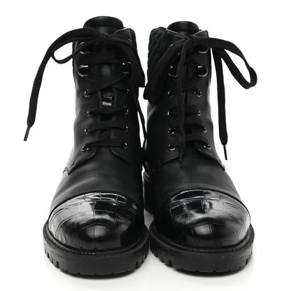 Christian Louboutin Calfskin Mayr Combat Boots 38.5 Black 2 of 8