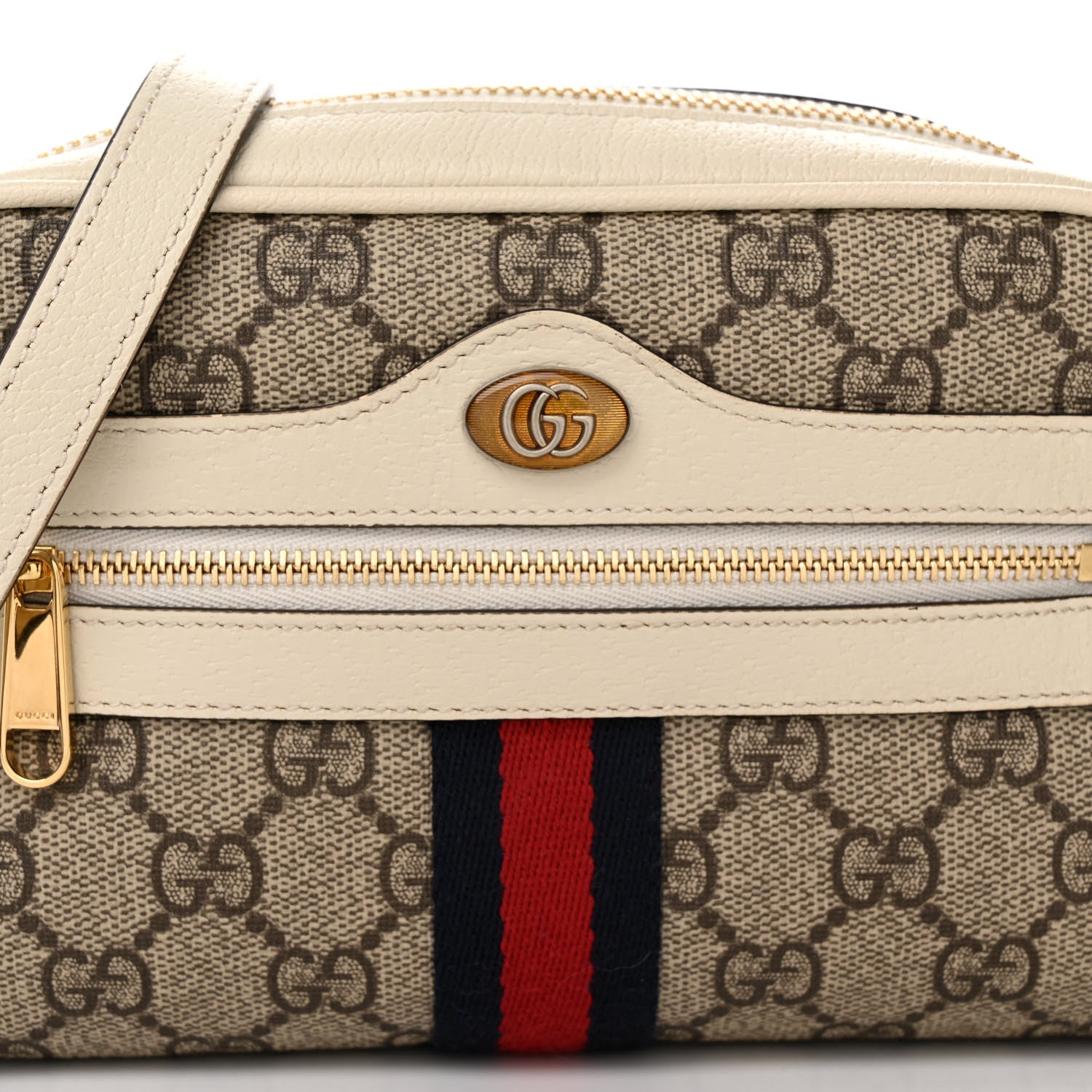 Gucci GG Supreme Monogram Textured Calfskin Web Mini Ophidia Shoulder Bag Beige Ebony Mystic White 8 of 12