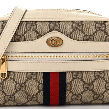 Gucci GG Supreme Monogram Textured Calfskin Web Mini Ophidia Shoulder Bag Beige Ebony Mystic White 8 of 12