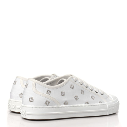 Fendi Canvas Lurex FF Womens Domino Low Top Sneakers 39 White 5 of 9