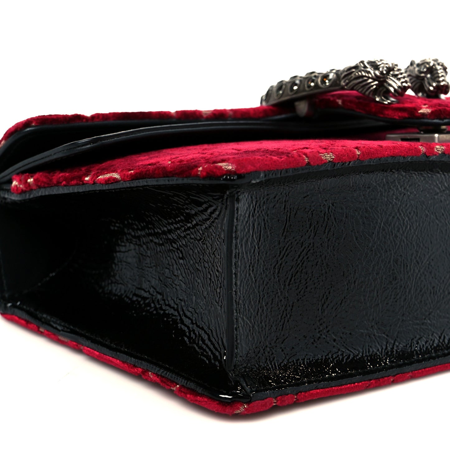 Velvet Skipper Crystal GG Monogram Small Dionysus Shoulder Bag Red Cipria Black Black Diamond