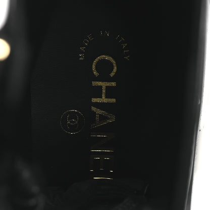 Chanel Shiny Calfskin Patent Cap Toe Lace Up Combat Boots 38 Black 9 of 12