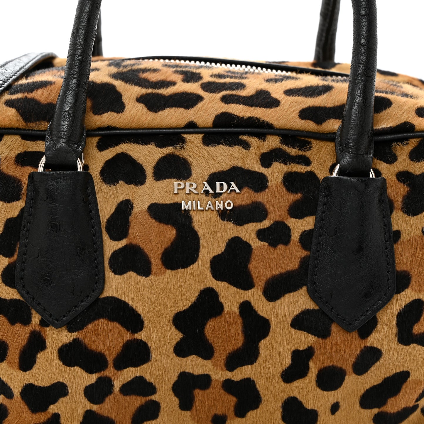 Calf Hair Ostrich Leopard Print Inside Tote