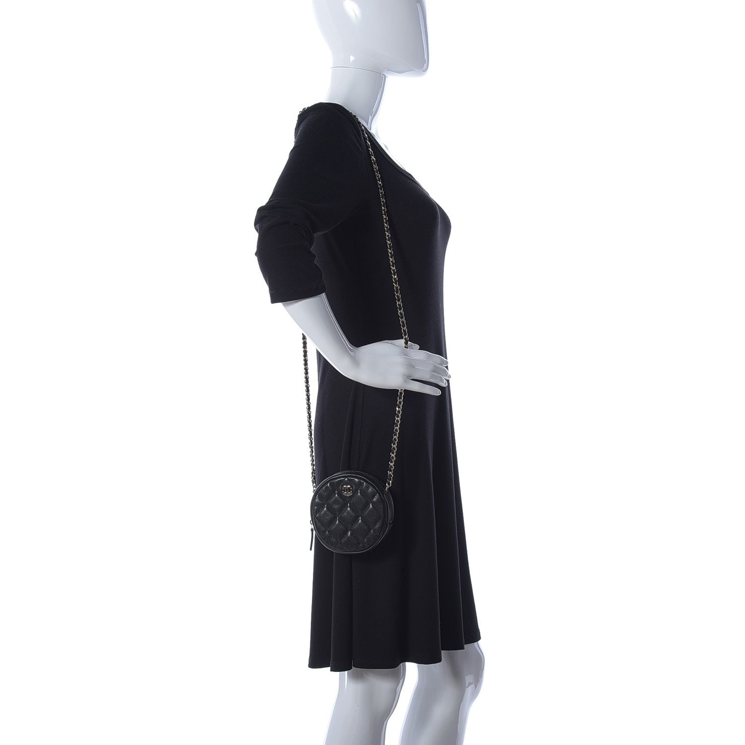 Chanel Caviar Quilted Round Clutch With Chain Black 2 of 9