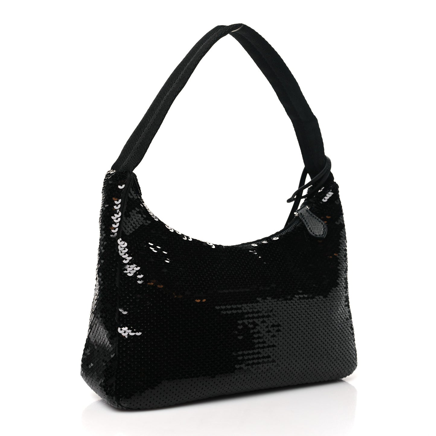 Paillettes Sequin Mini Re-Edition 2000 Bag Black White