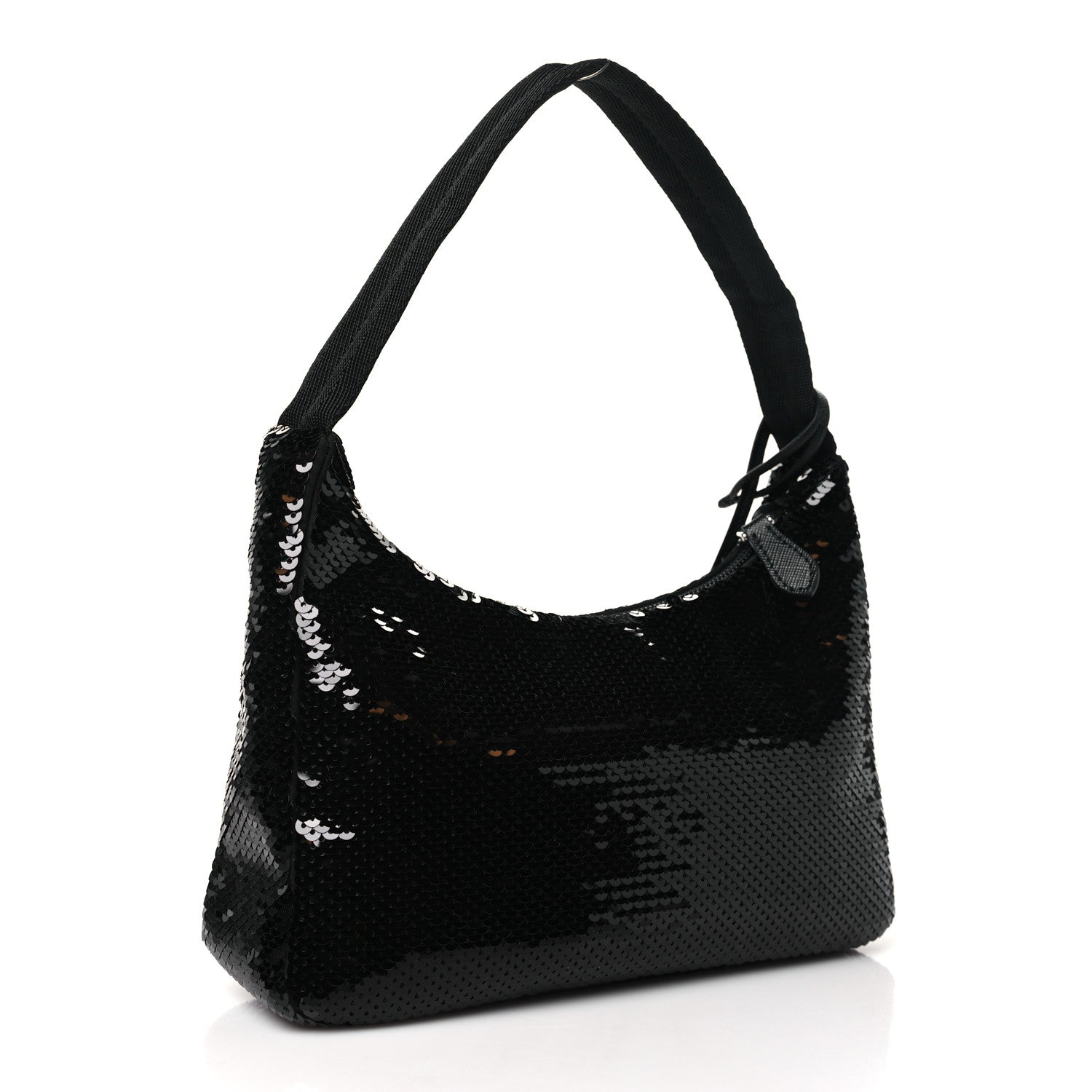 Prada Paillettes Sequin Mini Re-Edition 2000 Bag Black White 3 of 10