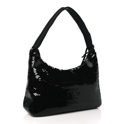 Prada Paillettes Sequin Mini Re-Edition 2000 Bag Black White 3 of 10
