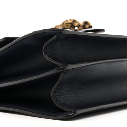 Gucci Moon Calfskin Web Medium Dionysus Bamboo Top Handle Bag Blue Emerald Hibiscus Red 9 of 14