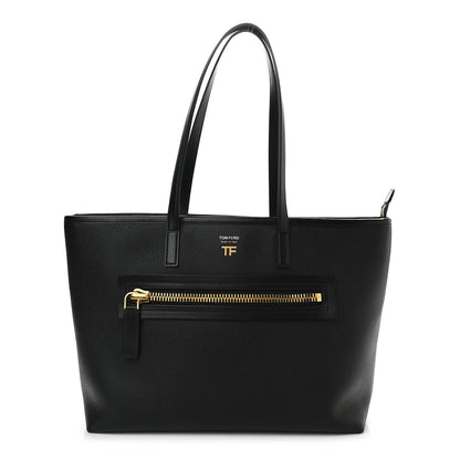 Tom Ford Grained Calfskin East West Medium Zipper Tote Black 1 of 8