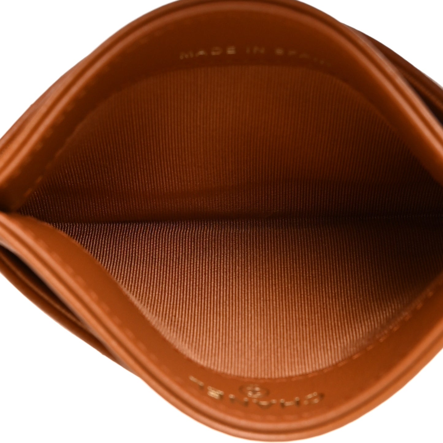 Lambskin Quilted Chanel 19 Card Holder Brown