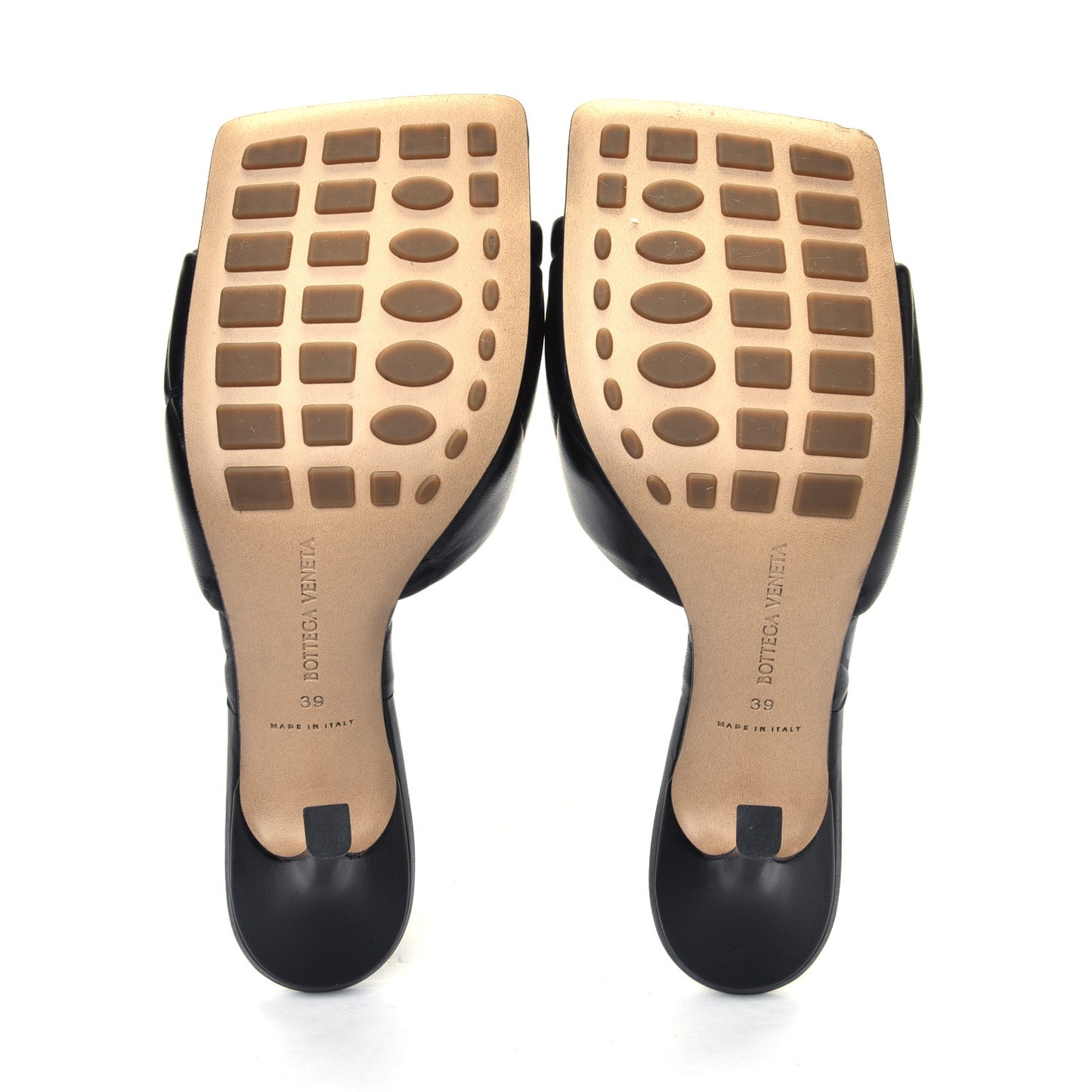 Nappa Quilted Rubber Lido Mule Sandals 39 Black