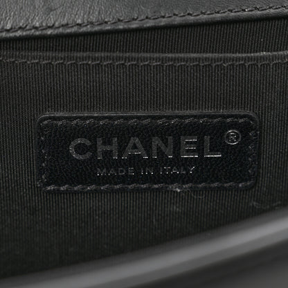 Chanel Calfskin Painted Chevron Embossed Medium Boy Flap Black 6 of 10