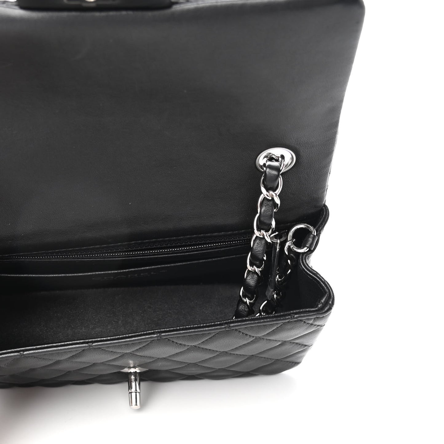 Lambskin Quilted Mini Rectangular Flap Black
