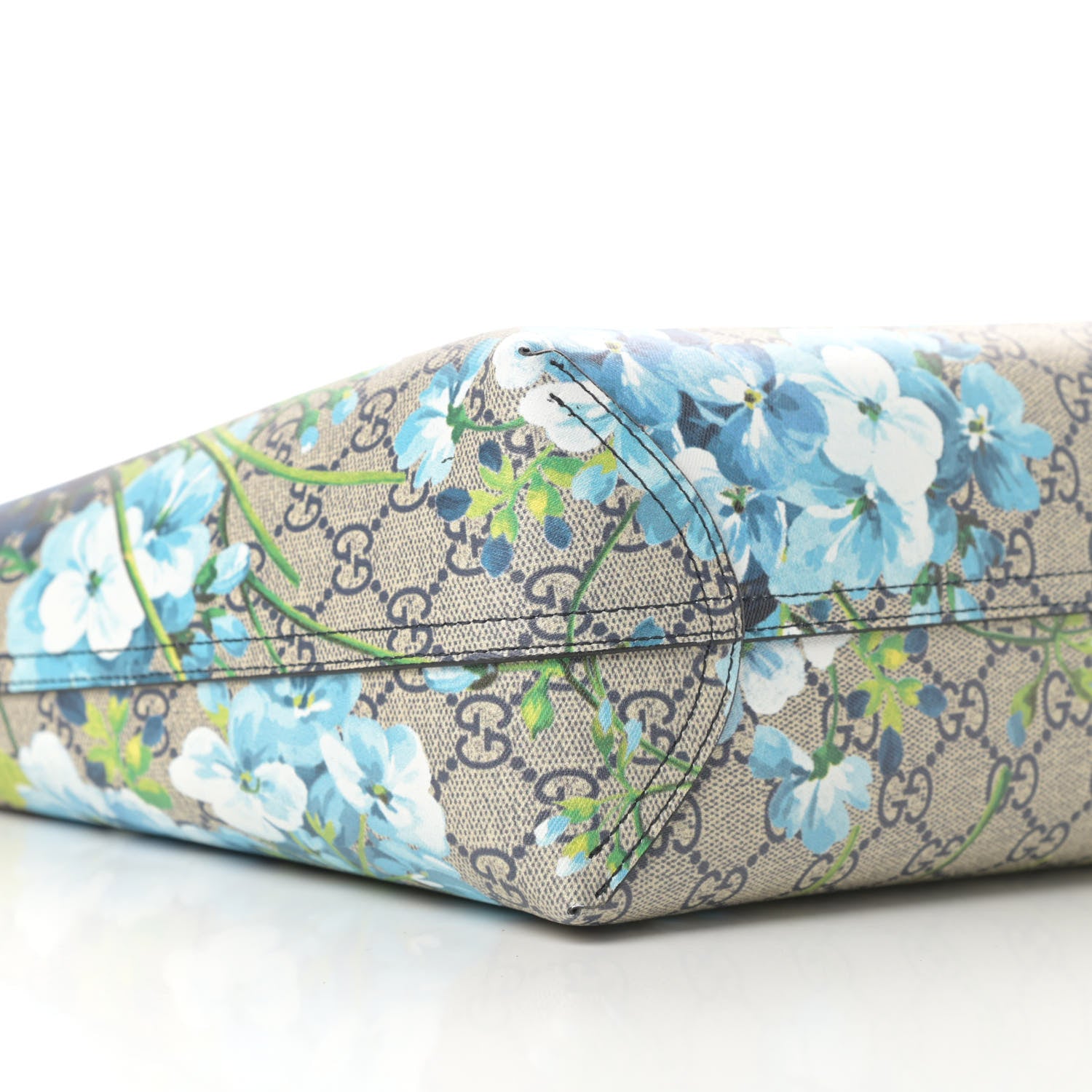 Gucci GG Supreme Monogram Blooms Small Reversible Tote Beige Blue Navy 11 of 14